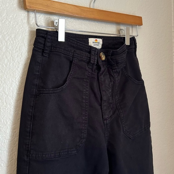 Marine Layer Bridget Twill Flare Patch Pants W/Patch Pockets Faded Black, Size 6 - Picture 6 of 13